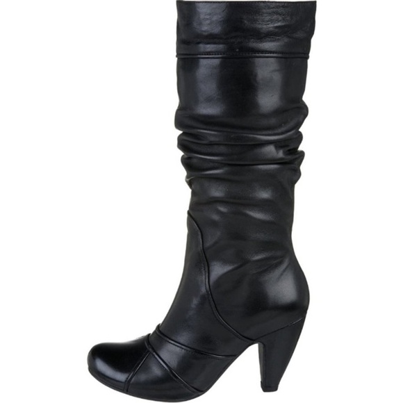 Miz Mooz Black Leather Sunrise Healed Slouchy Boots 8.5 Y2K 90’s Goth Witchy - Picture 1 of 15